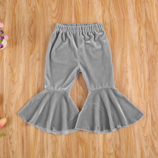 Infant Kids Baby Girls Velvet Bell-Bottoms Baby Children Long Flared Trousers Retro Casual Elastic Waist Pants for Kids 6M-6T