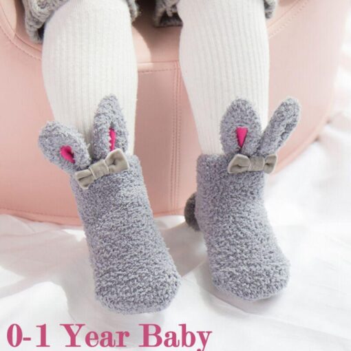 NEW Cute Newborn Baby Socks Plush Bunny Ear Winter Socks For Baby Girls Baby Christmas Floor Socks Baby Girl Clothes Accessories