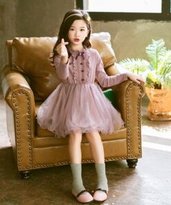 Bear Leader School New Girls Clothing Dress Baby Casual Dress Kids Patchwork Fall Clothes Children Long Sleeve Dress Blue White