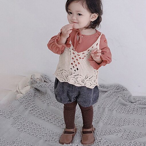 0-5T Autumn Winter Baby Girls Corduroy Thicken Warm Loose Elastic Pants Shorts Solid Color Mid Waist Wild