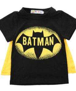 2020 Kids Boys T-shirt Tops with Cape Superman Batman Children summer Short Sleeve t-shirt Tee tops Baby Boys Clothes custume