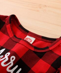 Christmas Letter Plaid Print Tulle Dress+headband Outfits Toddler Baby Girl Clothes Set My First Christmas Baby Girl Outfit