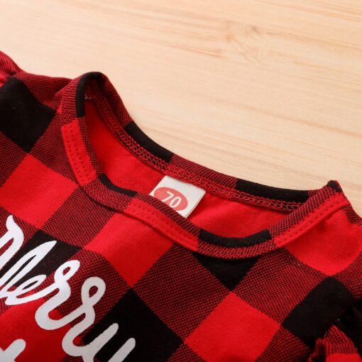 Christmas Letter Plaid Print Tulle Dress+headband Outfits Toddler Baby Girl Clothes Set My First Christmas Baby Girl Outfit