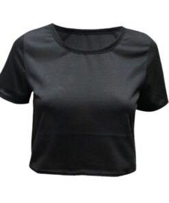 #H30 Solid Color Skinny T Shirt Women Short Sleeve O Neck Casual T-Shirt For Young Girls Gym Sports Crop Top Harajuku Tee Shirt
