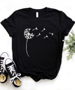 Wildflower Dandelion Women White Print T-Shirt Summer Girl Casual Funny Clothes Lady Yong 90s Harajuku Top Tee,Drop Ship