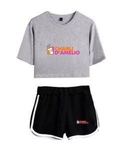 New Charli DAmelio Ice Coffee Splatter Women Two Piece Set Shorts+lovely T-shirt Sexy charli damelio merch Sport suit Girl