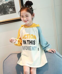 Bear Leader School New Girls Clothing Dress Baby Casual Dress Kids Patchwork Fall Clothes Children Long Sleeve Dress Blue White