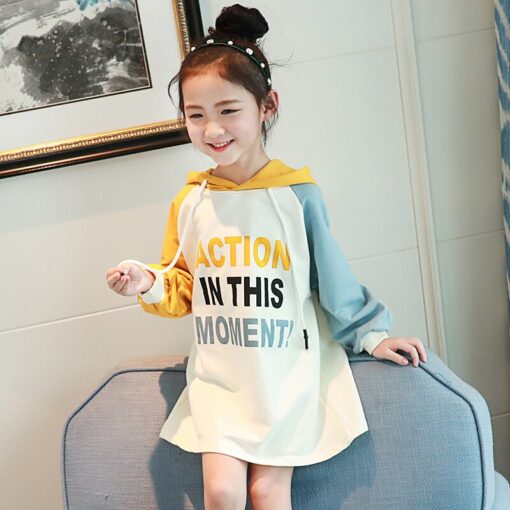 Bear Leader School New Girls Clothing Dress Baby Casual Dress Kids Patchwork Fall Clothes Children Long Sleeve Dress Blue White