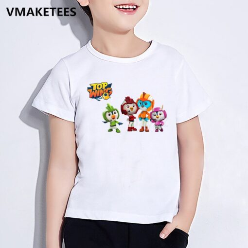 Kids Top Wing Cartoon Print Funny T-shirt Children Cute Clothes Girls & Boys Summer White Baby T shirt