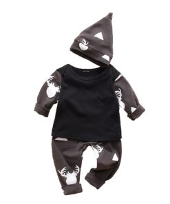 2Pcs Newborn Infant Baby Boys girls clothing set Christmas Cartoon Print Romper+Pants+Hat Outfits baby clothes Christmas navidad