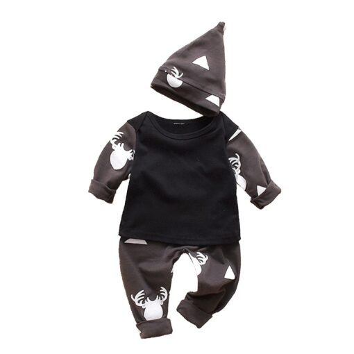 2Pcs Newborn Infant Baby Boys girls clothing set Christmas Cartoon Print Romper+Pants+Hat Outfits baby clothes Christmas navidad
