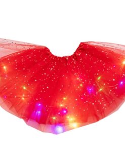 Women Girls Kids Neon LED Tutu Skirt Party Stage Dance Wear Pleated Layered Tulle Light Up Short Dress for 3-12 years old
