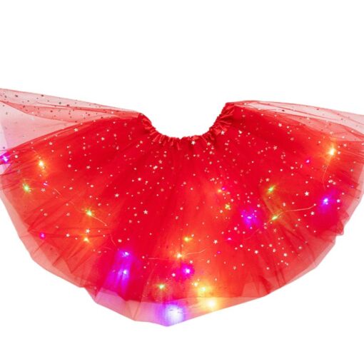 Women Girls Kids Neon LED Tutu Skirt Party Stage Dance Wear Pleated Layered Tulle Light Up Short Dress for 3-12 years old