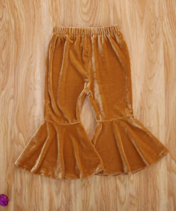 2020 New Toddler Kids Baby Girl Elastic Waist Velvet Flare Pant Bell Bottom Autumn Clothes
