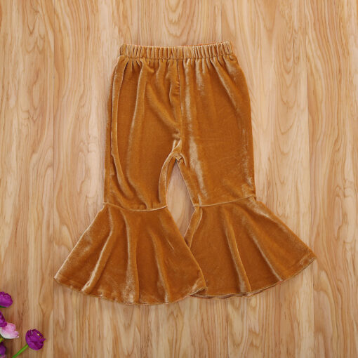 2020 New Toddler Kids Baby Girl Elastic Waist Velvet Flare Pant Bell Bottom Autumn Clothes