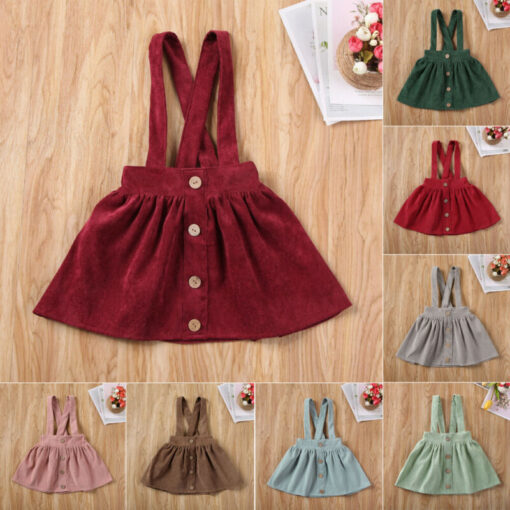 Kid Baby Girl Strap Suspender Skirt Corduroy Party Overalls Autumn A Line Toddler Girls Casual Clothing Outfits 1-6Y