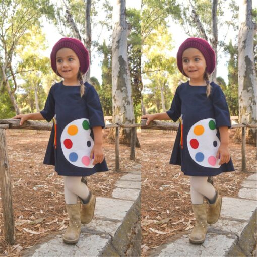 1-7 Years Kids Girl Dress Toddler Baby Long Sleeve Dresses Summer Children Clothing Girls Cotton Princess Dress Kid Tops Outfits