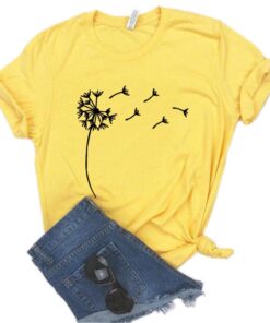 Wildflower Dandelion Women White Print T-Shirt Summer Girl Casual Funny Clothes Lady Yong 90s Harajuku Top Tee,Drop Ship