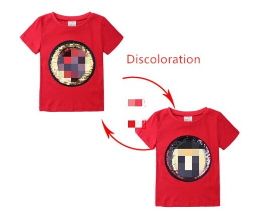 Changing Color and Pattern Switchable Sequins Boys TShirts Kid Fashion Marvel Hero T Shirt Children Top Clothes Summer