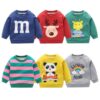 Autumn New Cute Toddler Girl Clothes Fashion Boys Sweatshirt Cartoon Animals Pattern Long Sleeve O Neck Cotton Baby Warm Outfits