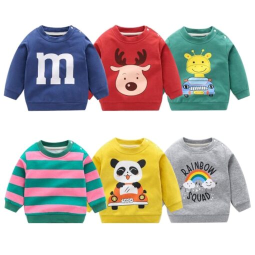 Autumn New Cute Toddler Girl Clothes Fashion Boys Sweatshirt Cartoon Animals Pattern Long Sleeve O Neck Cotton Baby Warm Outfits