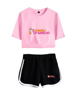 New Charli DAmelio Ice Coffee Splatter Women Two Piece Set Shorts+lovely T-shirt Sexy charli damelio merch Sport suit Girl