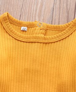 3Pcs Newborn Baby Girl Clothes Set Fashion Autumn Long Sleeve Solid Color Romper Tops Pants Headband Infant Clothing Outfits