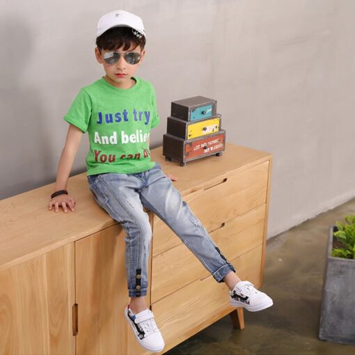 Boy Jeans Loose Solid Casual For spring Autumn Boys Jeans Children's Fashion Jeans for age 3 4 5 6 7 8 9 10 11 12 13 14 years