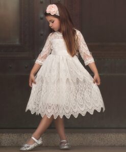 Kids dresses for Girls Christmas Clothes Half-sleeve Lace Party Costume Red Children Elegant Prom Frocks 3-8Y Girls Casual Wear