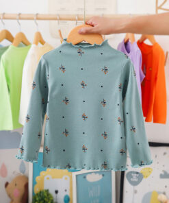 Turtleneck Girls T-shirts Long Sleeve Shirts For Kids 1-6 Years Children Bottom Spring Autumn Toddler Tees Baby Outerwear
