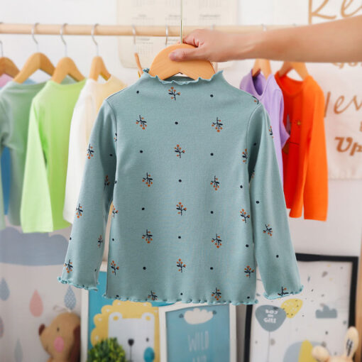 Turtleneck Girls T-shirts Long Sleeve Shirts For Kids 1-6 Years Children Bottom Spring Autumn Toddler Tees Baby Outerwear