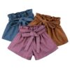 Summer New Retro Fashion Baby Girls Shorts Pure Cotton High Waist Short 0-5Y Kid Casual Bow Loose Short Solid Color Girl Legging