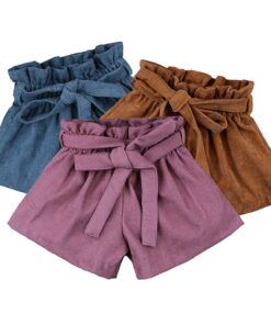 Summer New Retro Fashion Baby Girls Shorts Pure Cotton High Waist Short 0-5Y Kid Casual Bow Loose Short Solid Color Girl Legging