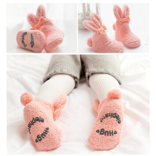 NEW Cute Newborn Baby Socks Plush Bunny Ear Winter Socks For Baby Girls Baby Christmas Floor Socks Baby Girl Clothes Accessories