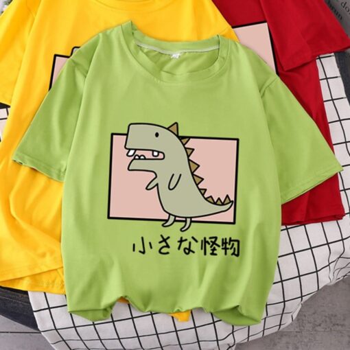 Cute T Shirt Women Teen Girls Summer Short Sleeve kawaii Dinosaur Graphic Tees Women T-shirt Loose Pullover Causal Tops 2020 New