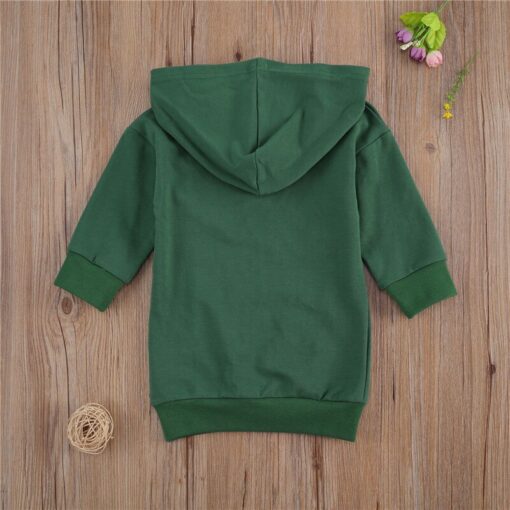 1-5Y Infant Kids Baby Girl Long Sleeve Hooded Dress Solid Color Pullover Clothes Autumn Winter Warm Top for Children