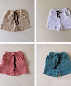 2020 Fashion Boy Clothes Girls Pants Kids Summer Trousers Children Pants for Baby Boys Shorts beach cheap solid linen 90~130