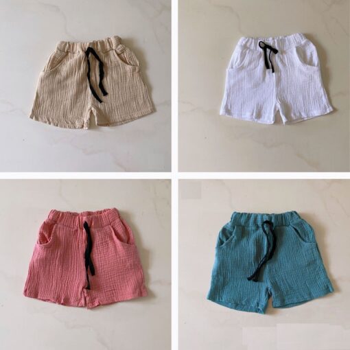2020 Fashion Boy Clothes Girls Pants Kids Summer Trousers Children Pants for Baby Boys Shorts beach cheap solid linen 90~130