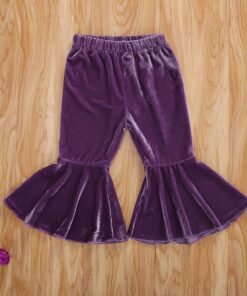 2020 New Toddler Kids Baby Girl Elastic Waist Velvet Flare Pant Bell Bottom Autumn Clothes