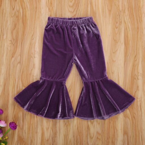 2020 New Toddler Kids Baby Girl Elastic Waist Velvet Flare Pant Bell Bottom Autumn Clothes