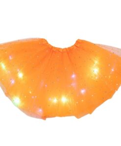 Women Girls Kids Neon LED Tutu Skirt Party Stage Dance Wear Pleated Layered Tulle Light Up Short Dress for 3-12 years old