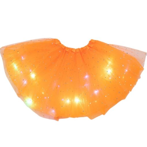 Women Girls Kids Neon LED Tutu Skirt Party Stage Dance Wear Pleated Layered Tulle Light Up Short Dress for 3-12 years old