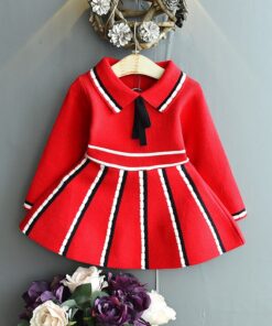 Baby Mink Fleece Sweater Girl Dress Children'S Clothing Autumn Winter 2020 New Pullover Sweater Dot European American Kid Dress