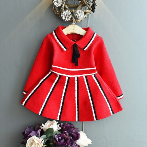 Baby Mink Fleece Sweater Girl Dress Children'S Clothing Autumn Winter 2020 New Pullover Sweater Dot European American Kid Dress