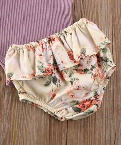 2020 0-24M Baby Hot Summer Clothing Newborn Baby Girl Ruffled Ribbed Bodysuit Floral Shorts Headband 3Pcs Sets Infant Outfits