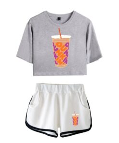 New Charli DAmelio Ice Coffee Splatter Women Two Piece Set Shorts+lovely T-shirt Sexy charli damelio merch Sport suit Girl