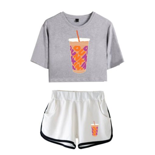 New Charli DAmelio Ice Coffee Splatter Women Two Piece Set Shorts+lovely T-shirt Sexy charli damelio merch Sport suit Girl