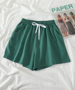 Women Shorts Summer Casual Solid Drawstring shorts high waist loose shorts for girls Soft Cool female short M-2XL