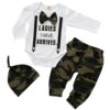 Cute 3PCS Set Newborn Baby Boy Clothes Lovely bowtie kids Cotton Bodysuit Tops Long Pants Hat Outfits Clothes Set 0-18M D30