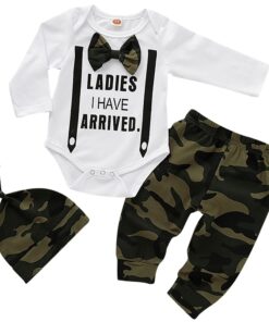 Cute 3PCS Set Newborn Baby Boy Clothes Lovely bowtie kids Cotton Bodysuit Tops Long Pants Hat Outfits Clothes Set 0-18M D30